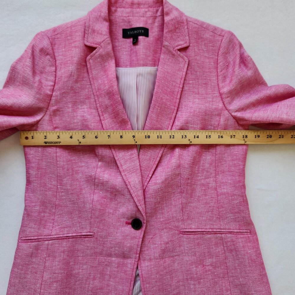 Talbots Pink Linen Blazer Jacket Single Button Lightweight Summer Office Work - Picture 9 of 10
